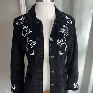 Pioneer Wear Leather Suede embroidered Jacket Womens Medium